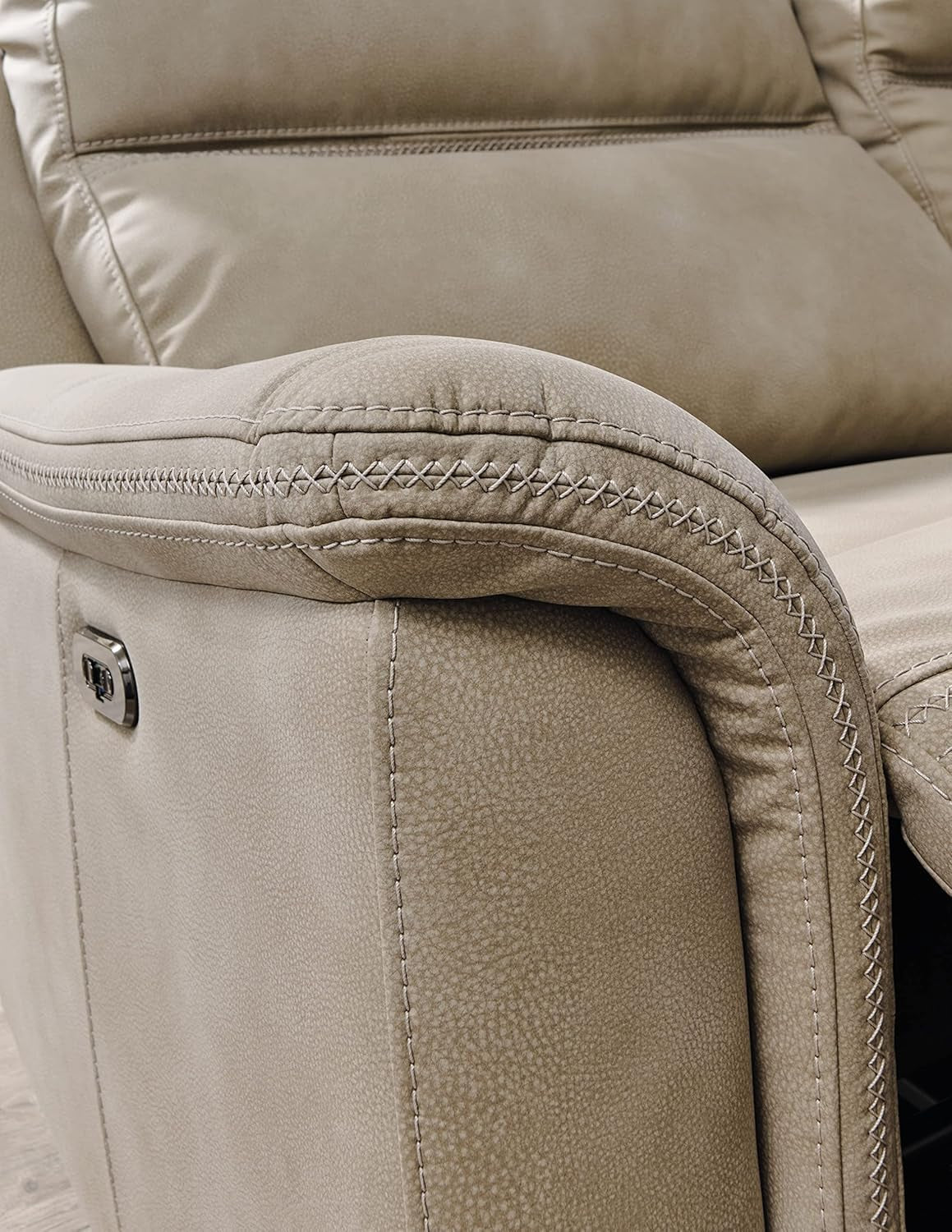 Durapella Power Recliner With Adjustable Headrest Beige