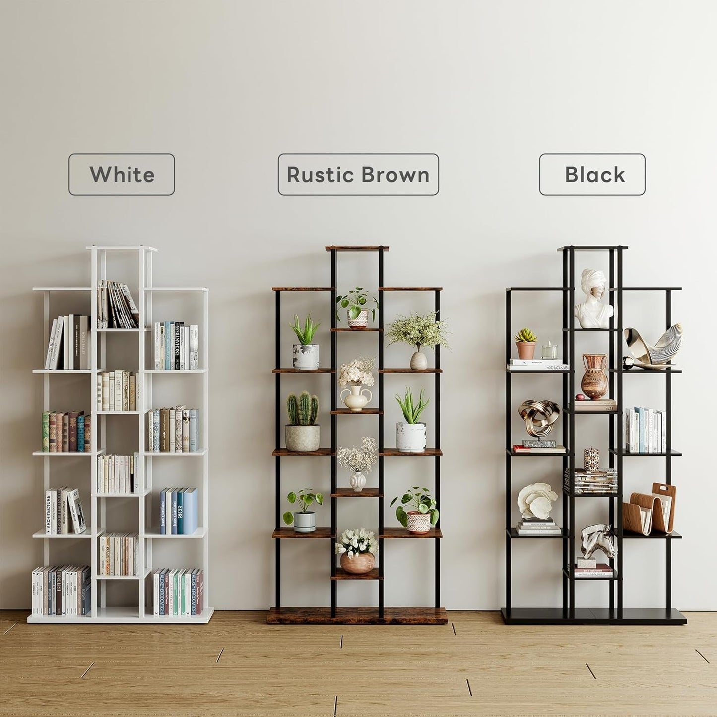 Rustic Brown 6 Tier Bookshelf For Small Living Room