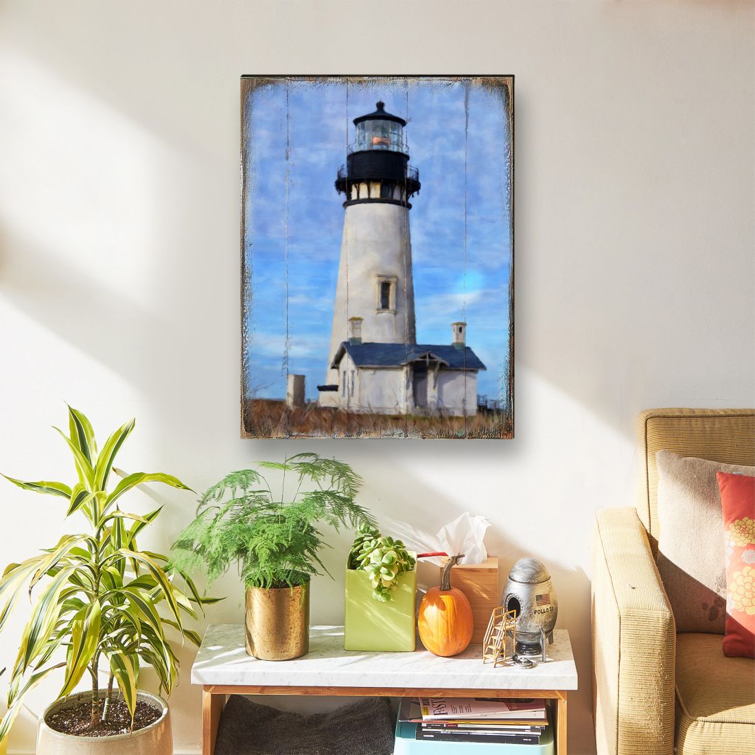 Lighthouse Wooden Coastal Wall Art by Nature Wonders - Coastal Sea-Life Decor - 95368B