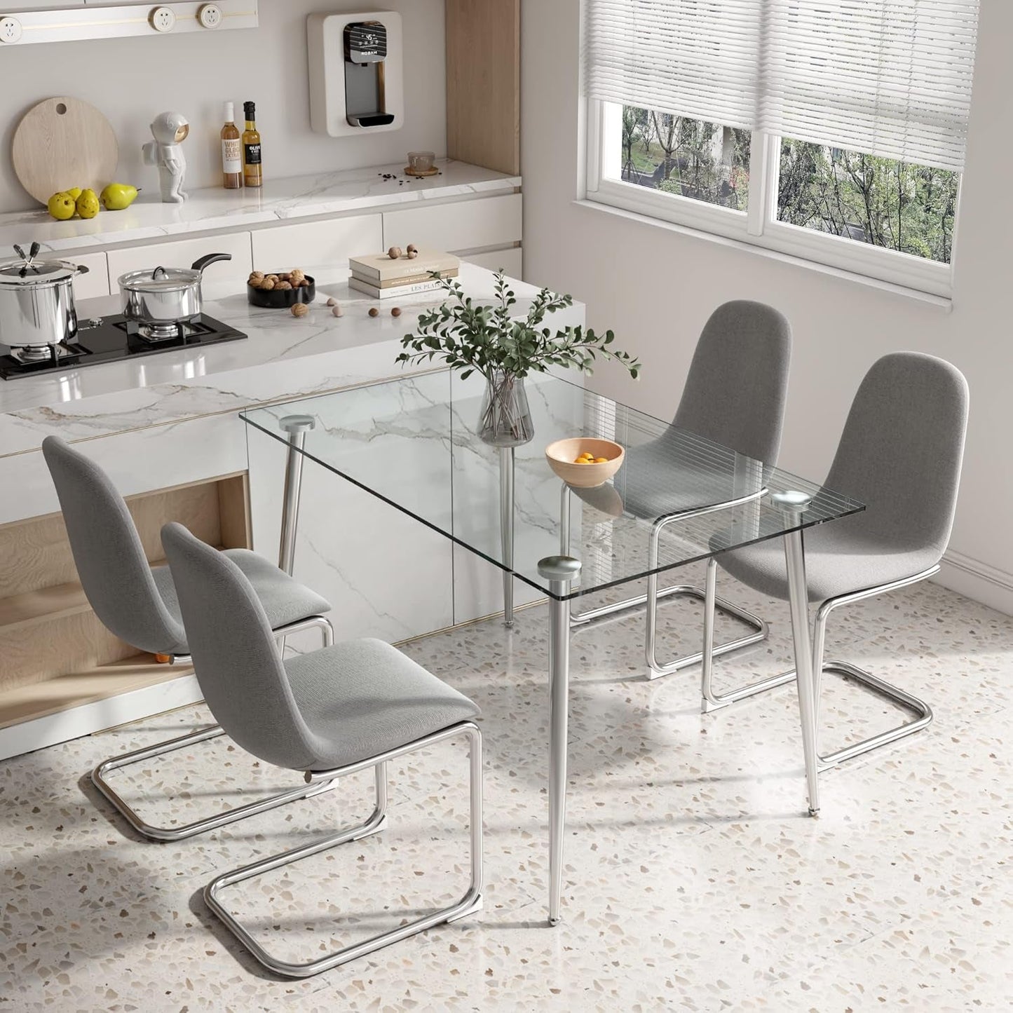 Glass Dining Table For 4 51 Inch Clear Top For Home