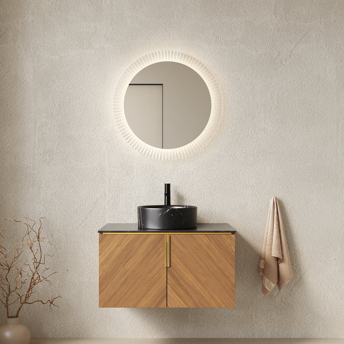 ARAI 30" Bathroom Vanity & Sink, Wall-Mounted Plywood Bathroom Storage Cabinet