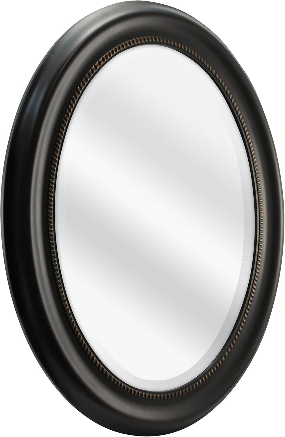 Bronze Oval Wall Mirror 22.5 By 29.5 Inches With Beaded Inner Edge Vertical Or Horizontal Mount