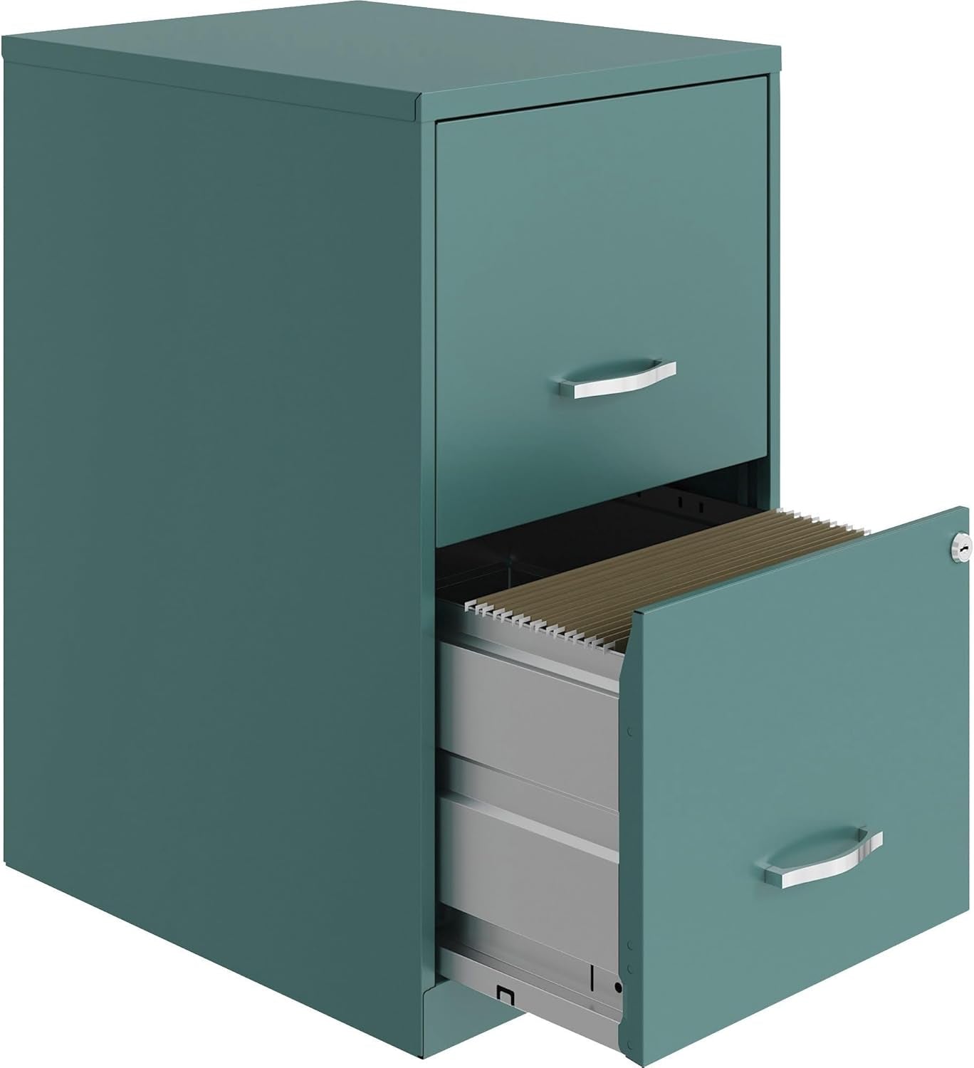 Teal 2-Drawer File Cabinet With Smooth-Glide Drawers, 14.2 Inch Width, 18 Inch Depth, 24.5 Inch Height, Steel