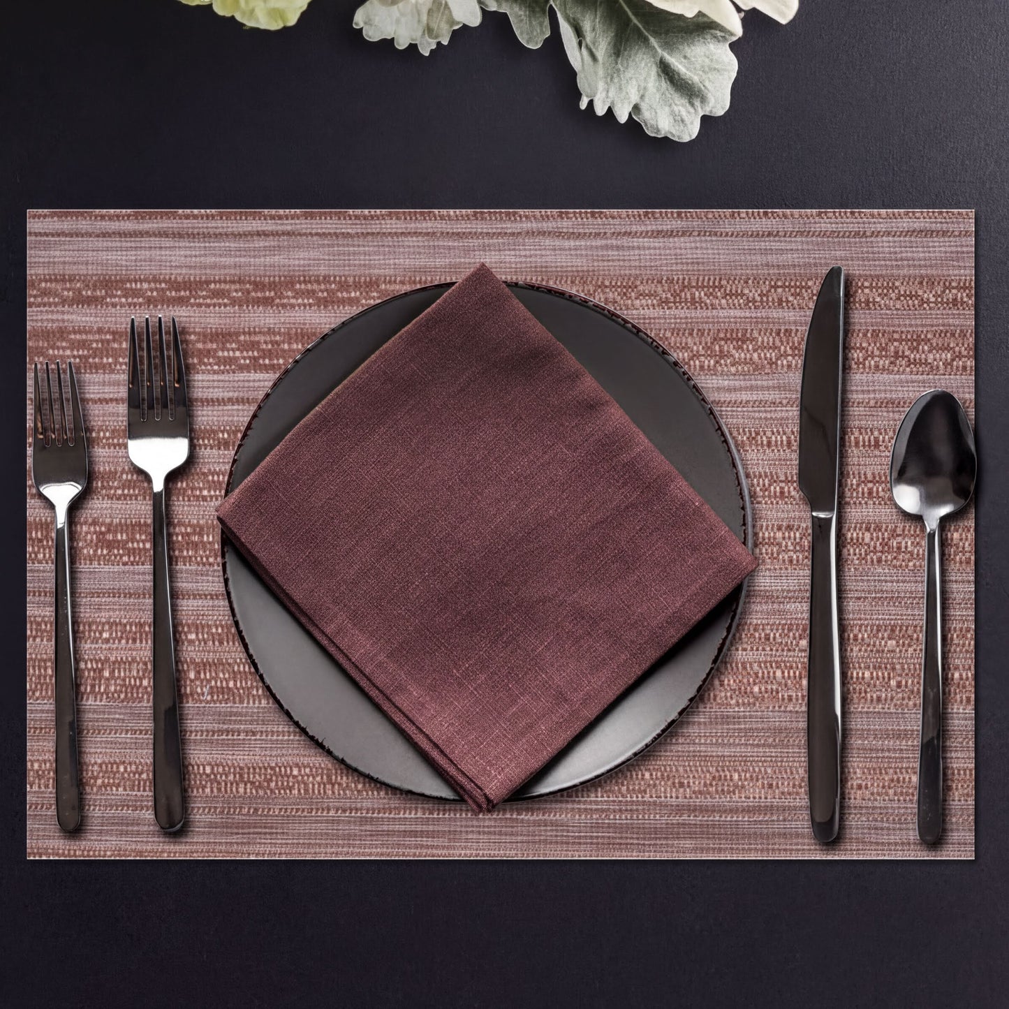PVC Placemats – Brown Dining Table Mats | Non Slip, Heat Resistant & Waterproof