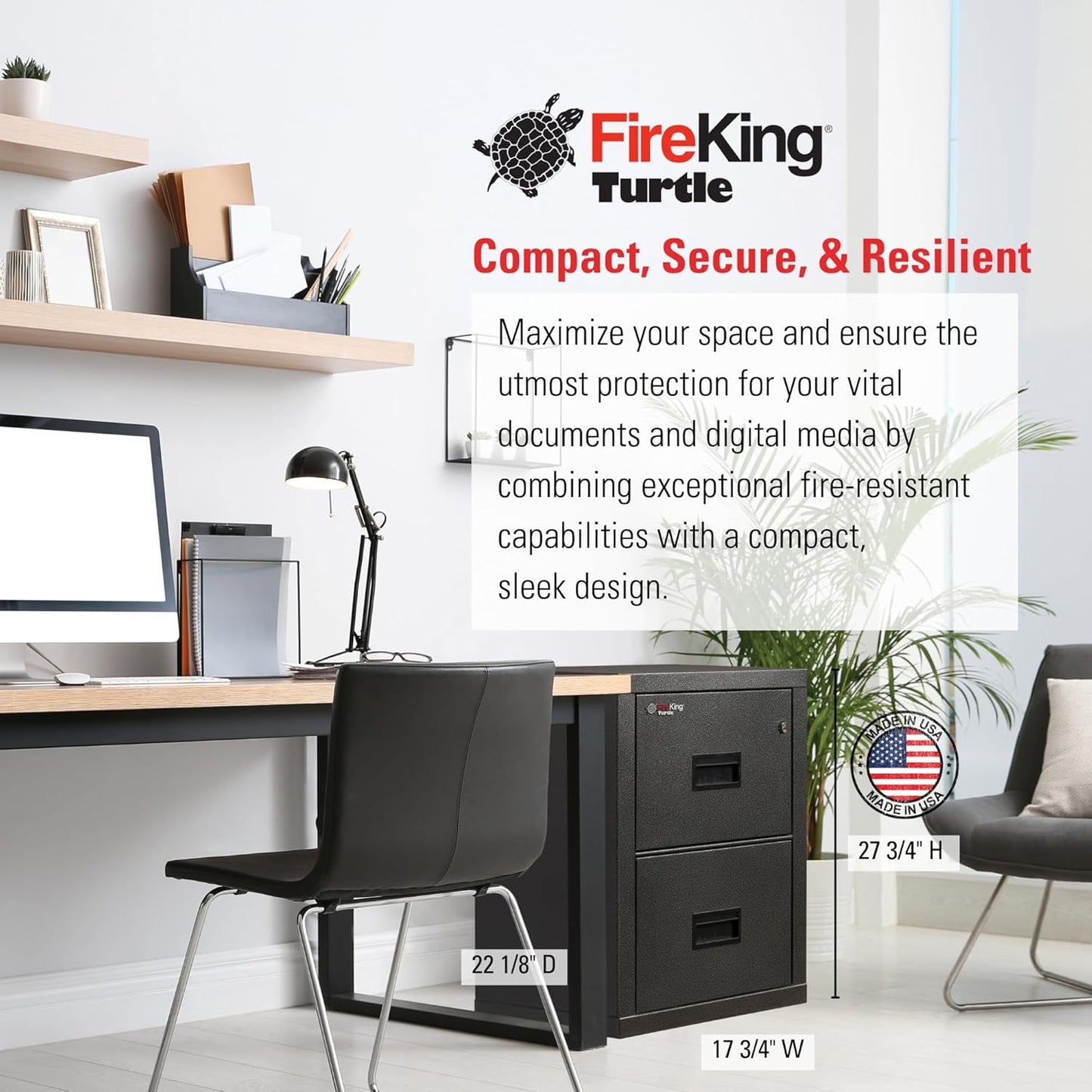 Black 2 Drawer Fire Safe Legal Letter File Cabinet