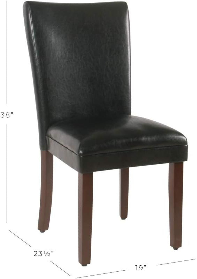 Parsons Dining Chair Black Faux Leather Modern Style