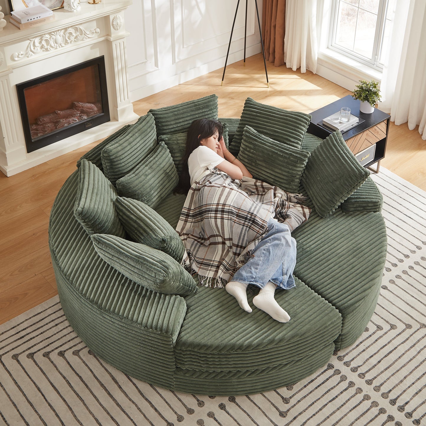 78.5-Inch Corduroy Round Oversized Recliner