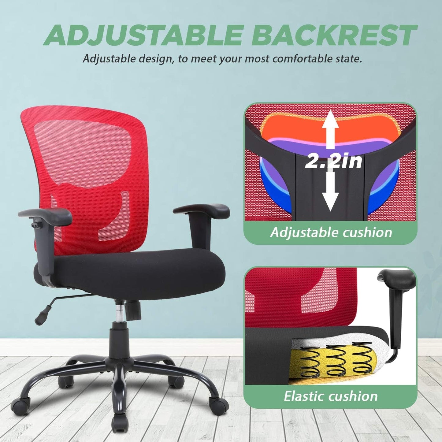 Big and Tall Office Chair With Lumbar Support For Desk