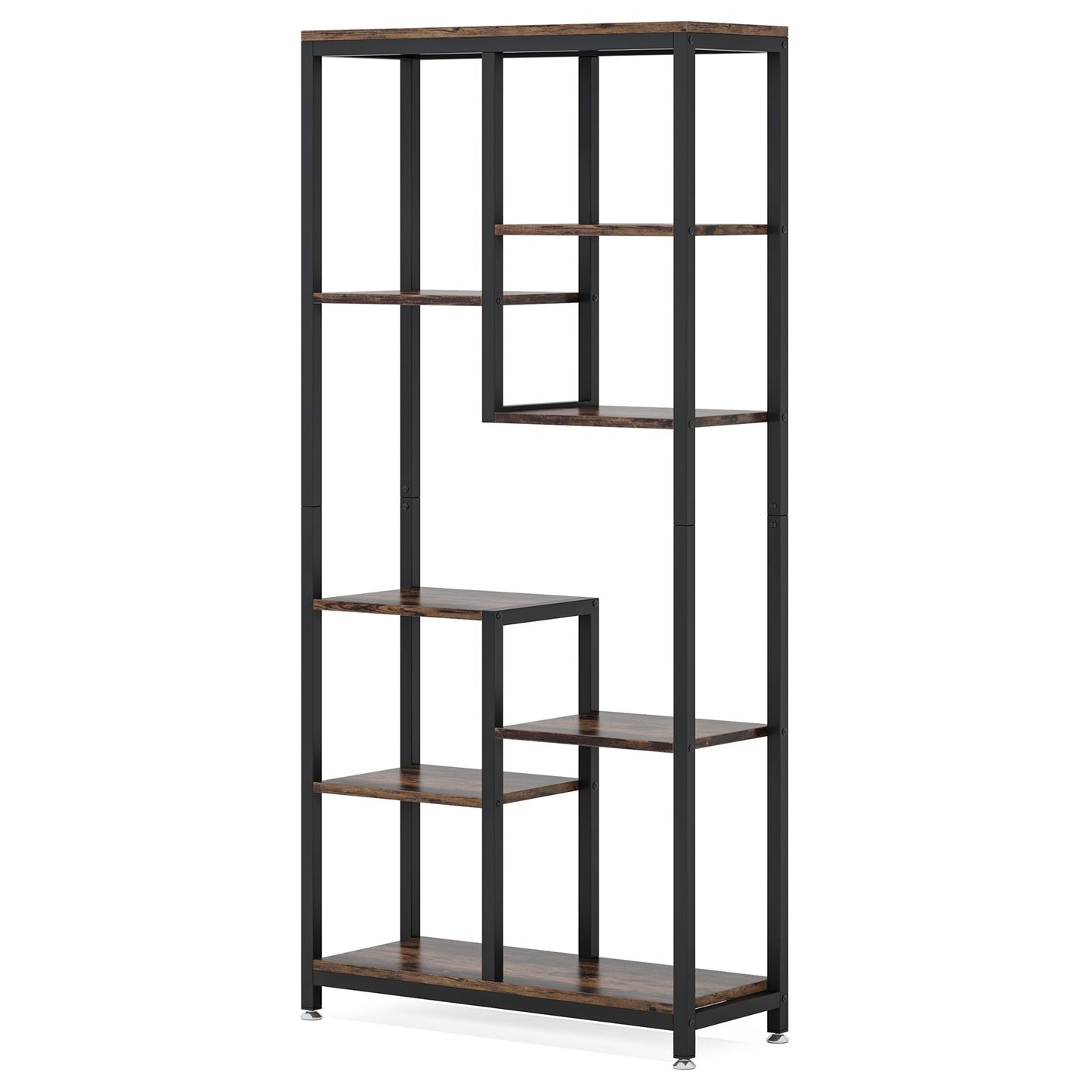 69.2" 6-Tier Rustic Brown Industrial Etagere Bookcase