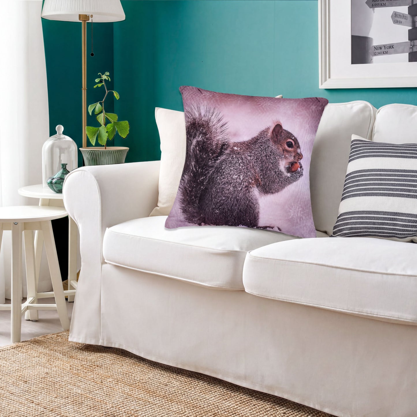 Squirrel Throw Pillow Covers - Set of 2 or 4 Decorative Printed Cushion Covers, 18x18 Inch