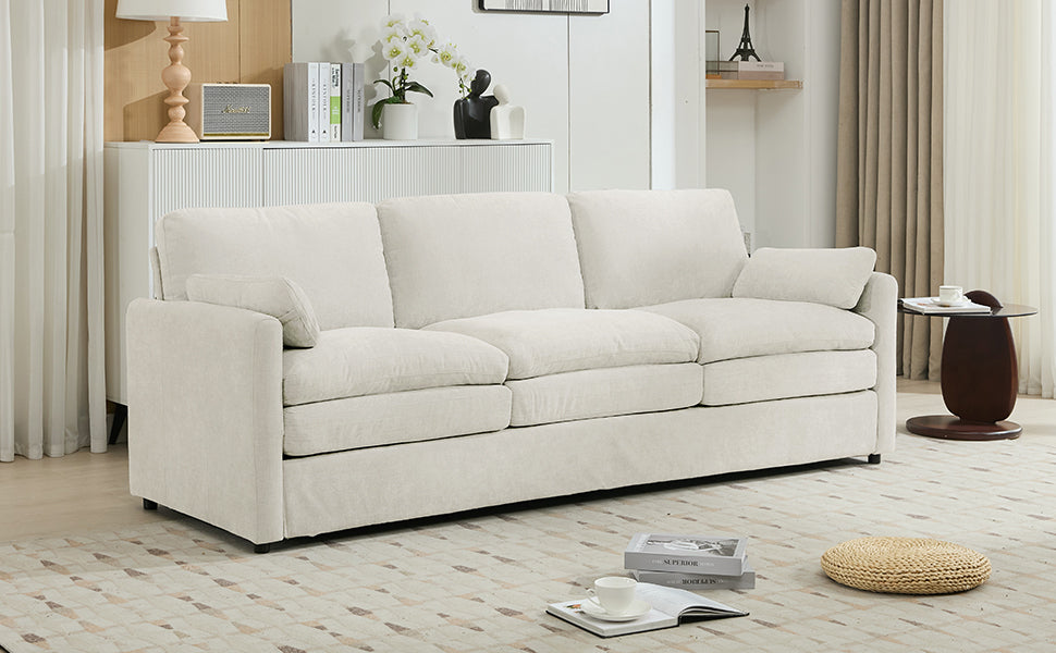 Cozy Upholstered 3-Seater Sofa with Plush Double Cushion and Ergonomic Design