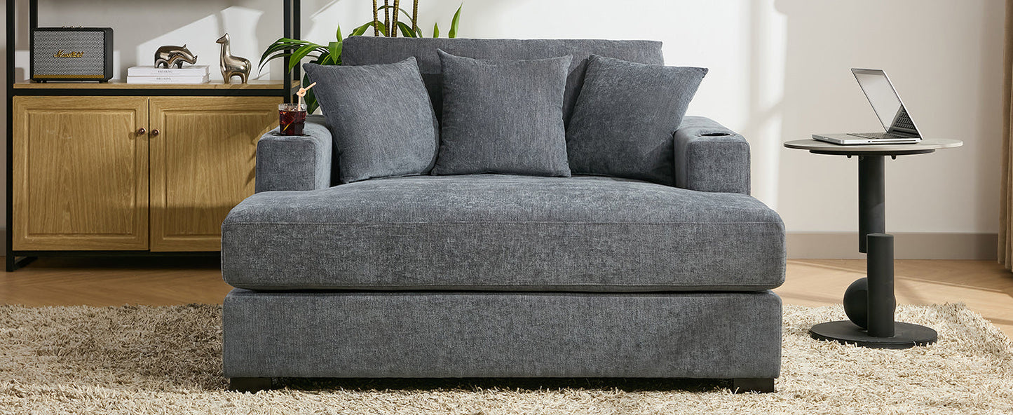 55" Oversized Chaise Lounger Modern Style Sofa Couch