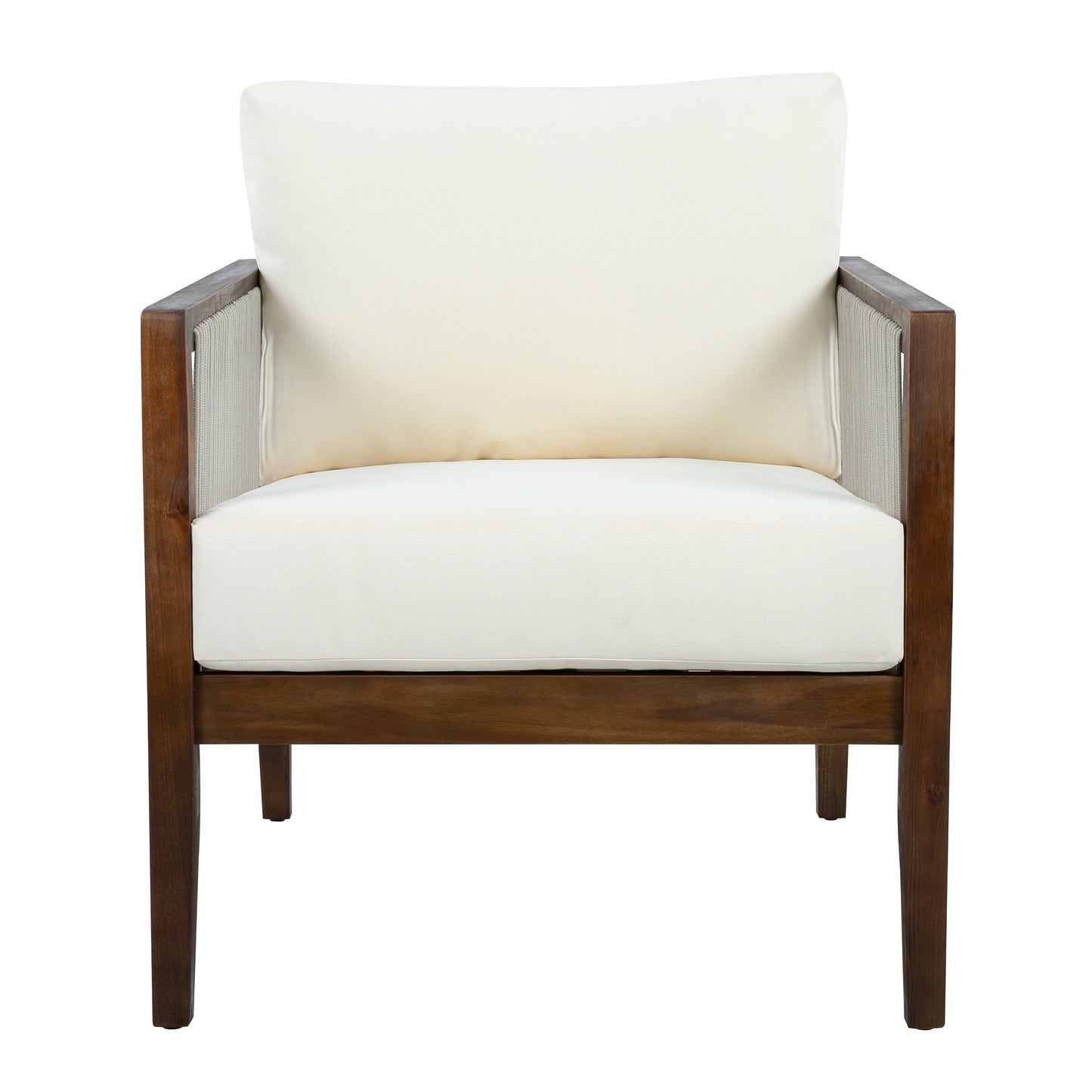 Outdoor Club Chair, Acacia Wood Frame with Rope Back