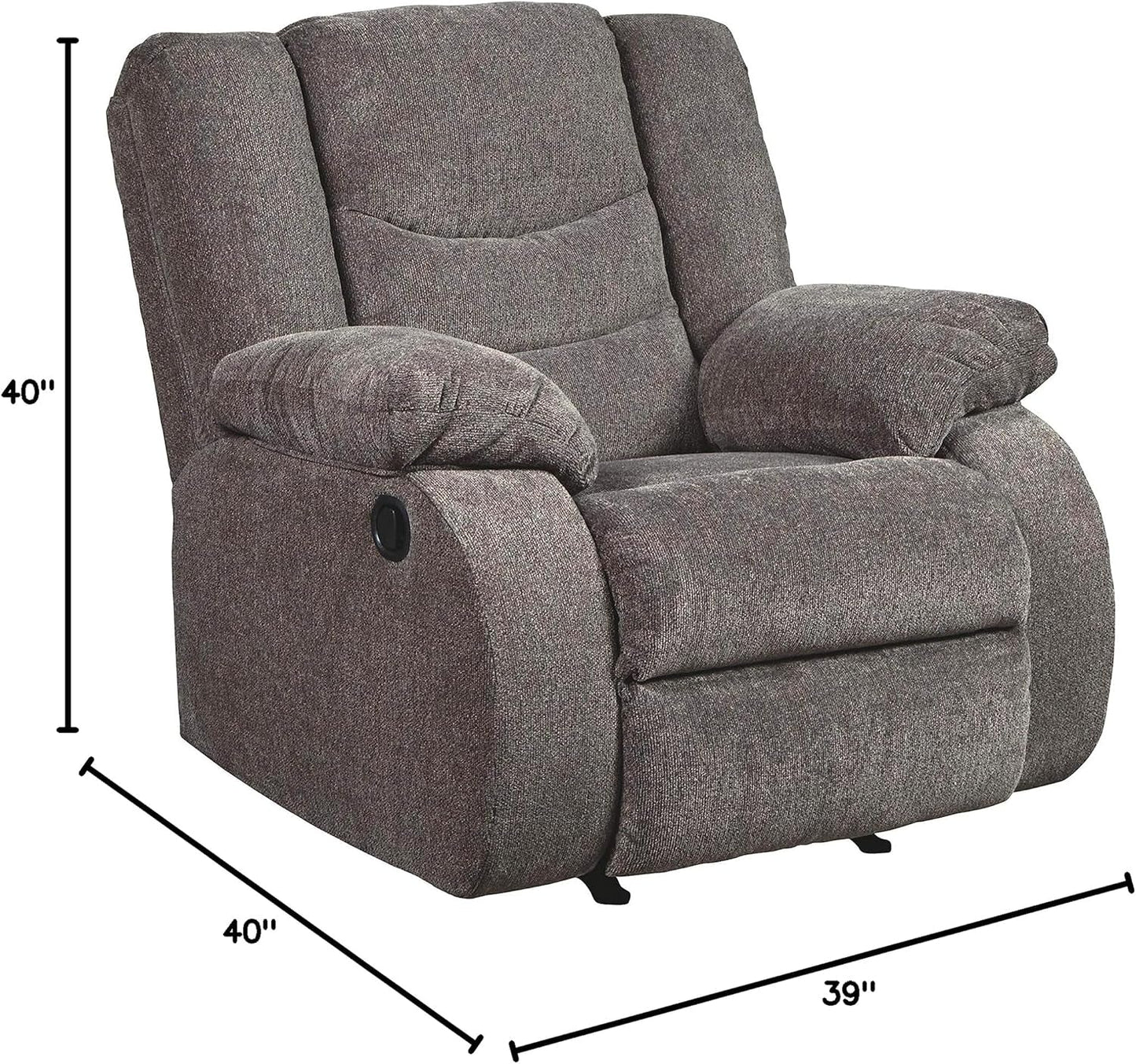 Dark Gray Rocker Recliner With Waterfall Back Design