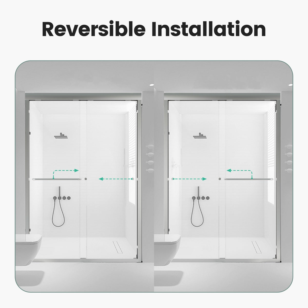 44"-48"W x 72"H Semi-Frameless Double Sliding Shower Door