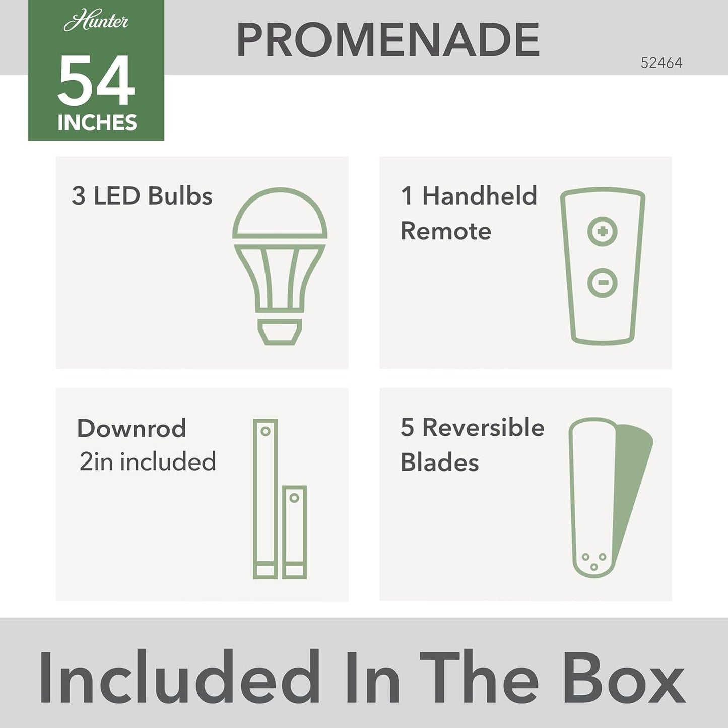 Promenade 54 Inch Indoor Ceiling Fan LED Lights Bronze Finish DC Motor Remote