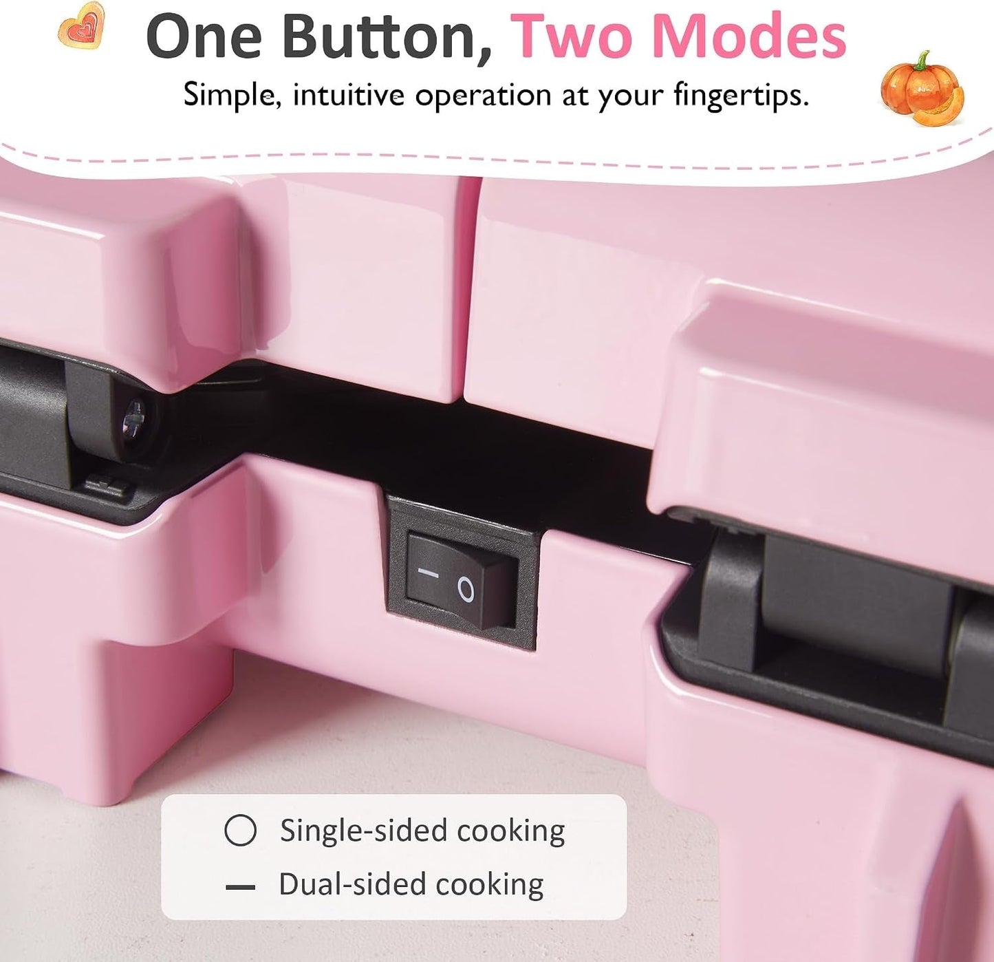 2 in 1 Heart Shape Waffle Maker - 4.6'' Double Mini Waffle Iron