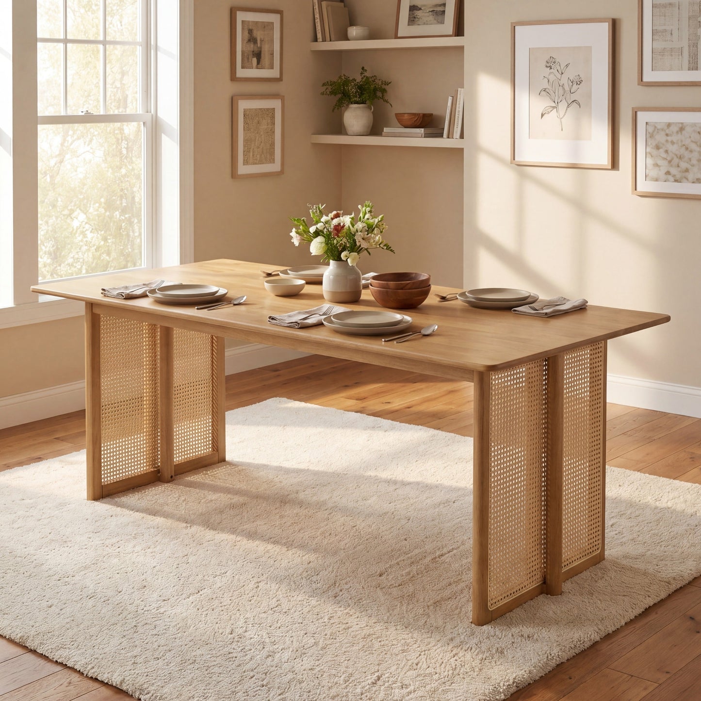 Natural Rubber Wood Dining Table