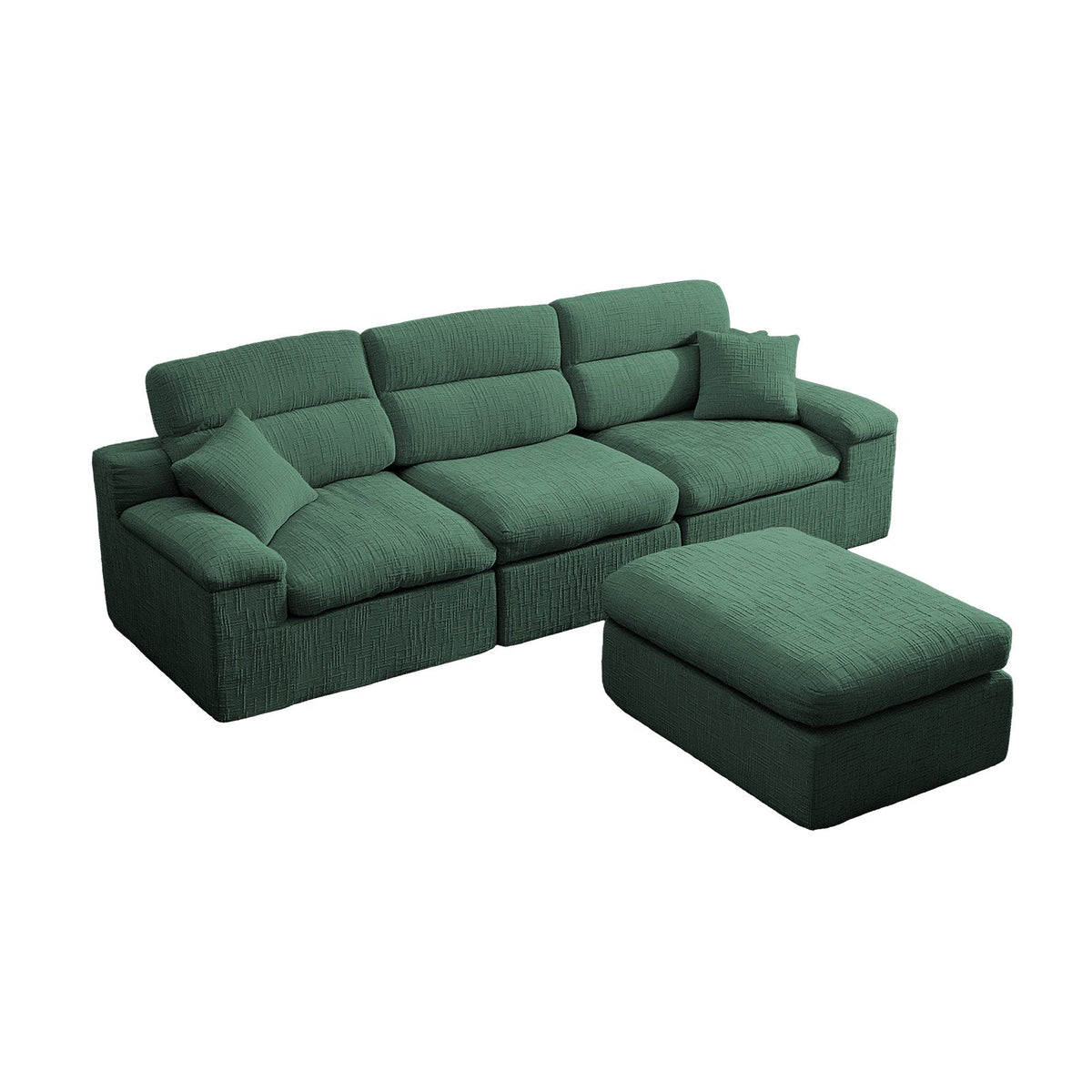 Corner Chaise Sofa with High Backrest - Green
