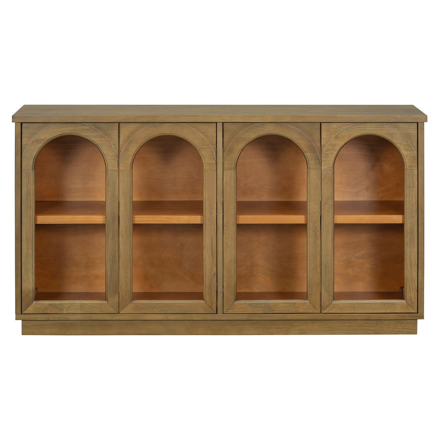 TREXM 4-Door Large Storage Buffet Cabinet with Glass Doors