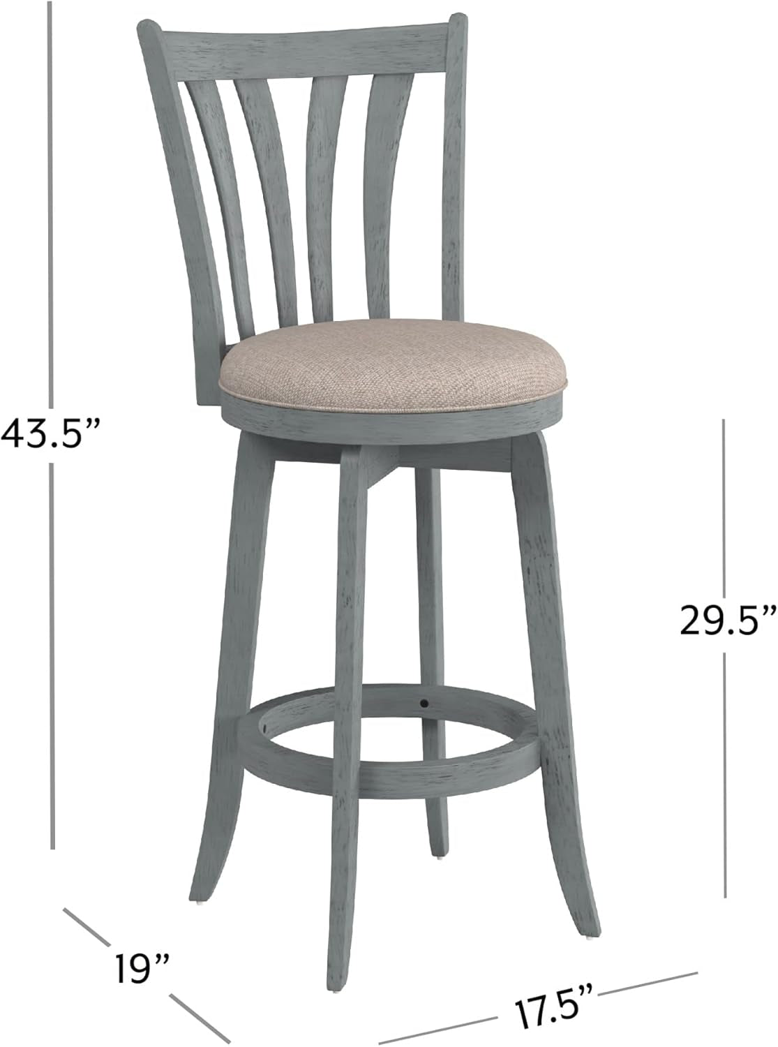 Bar Height Swivel Stool 30 Inch Blue Wire Brush Finish