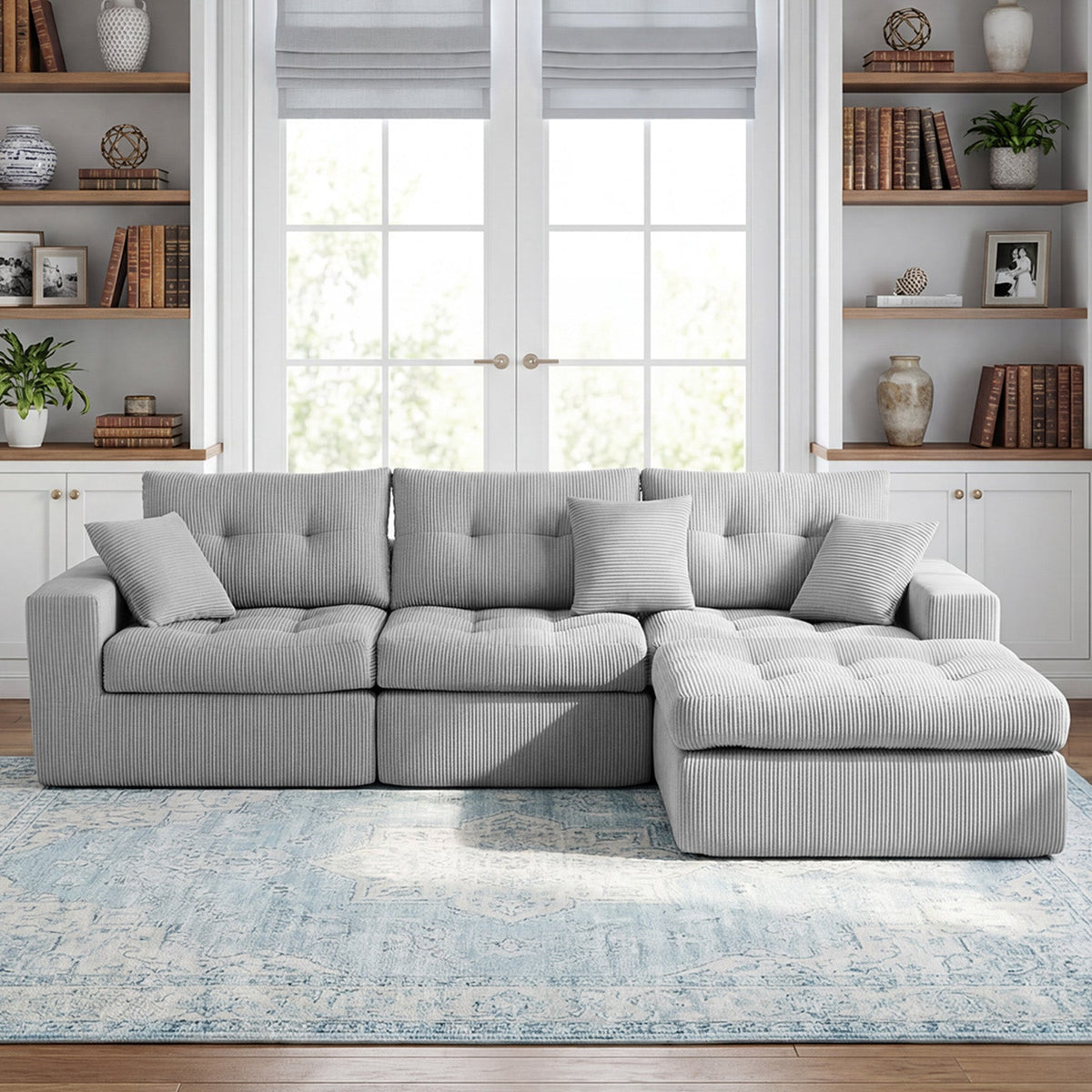 Corduroy Corner Chaise Compression Sofa Bed