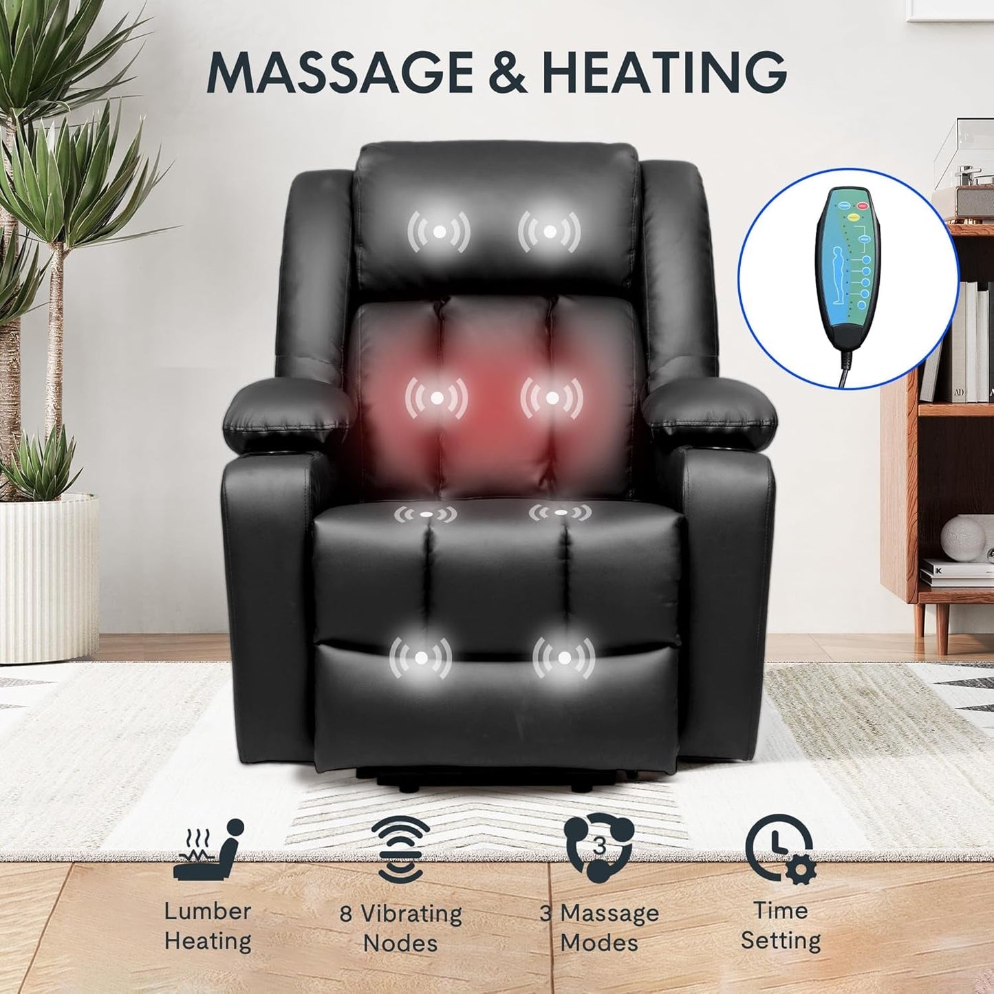 XL31 Power Lift Massage Recliner for Seniors Black
