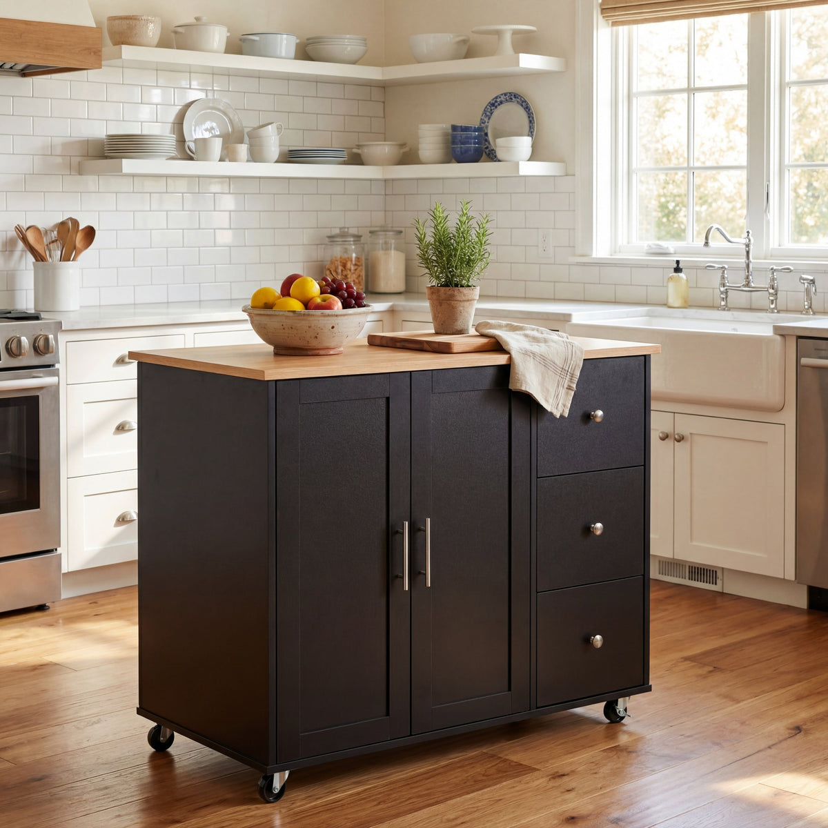 Mobile Kitchen Cart with Storage