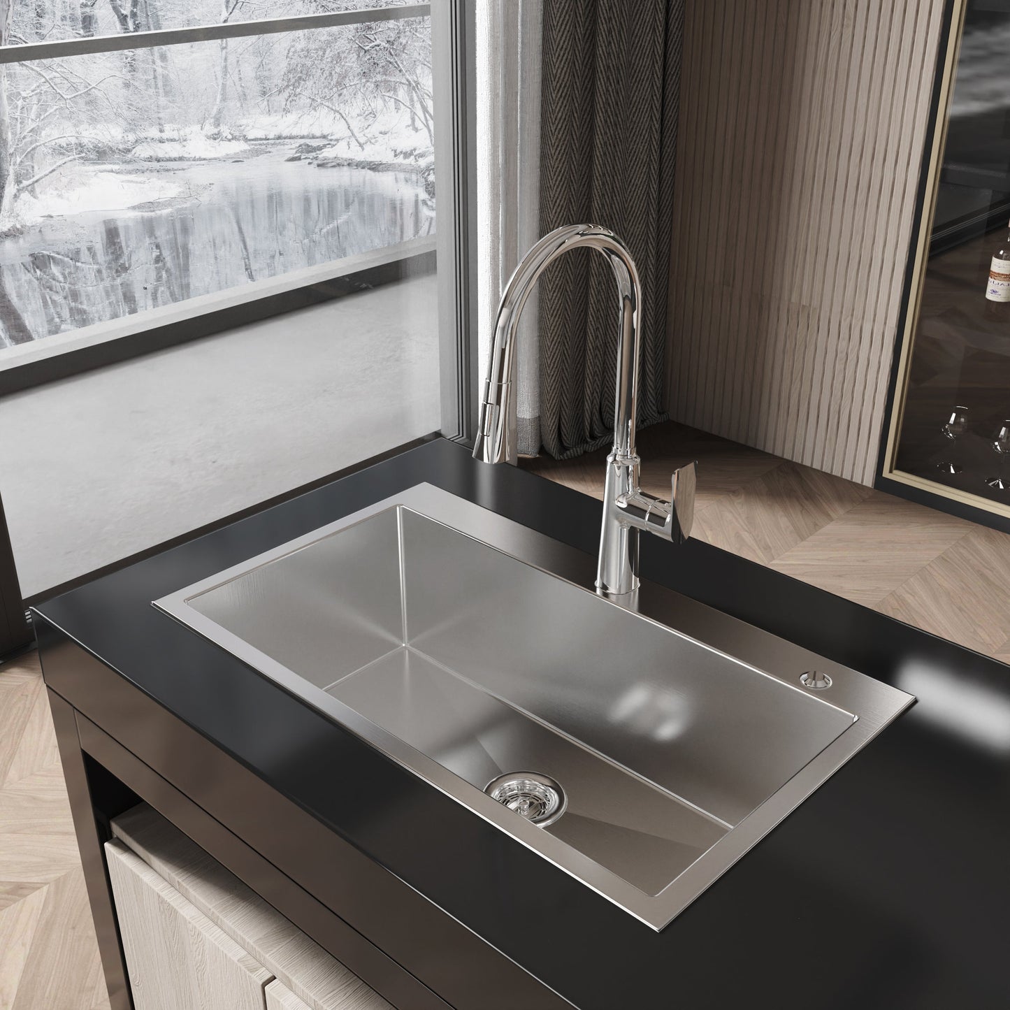 Stainless Steel Kitchen Sink - 32"x19" Single Bowl