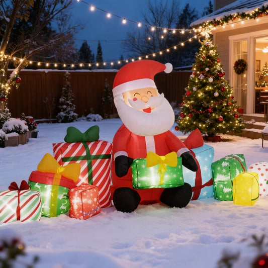 Inflatable Santa Claus and Gift Boxes for Holiday Display