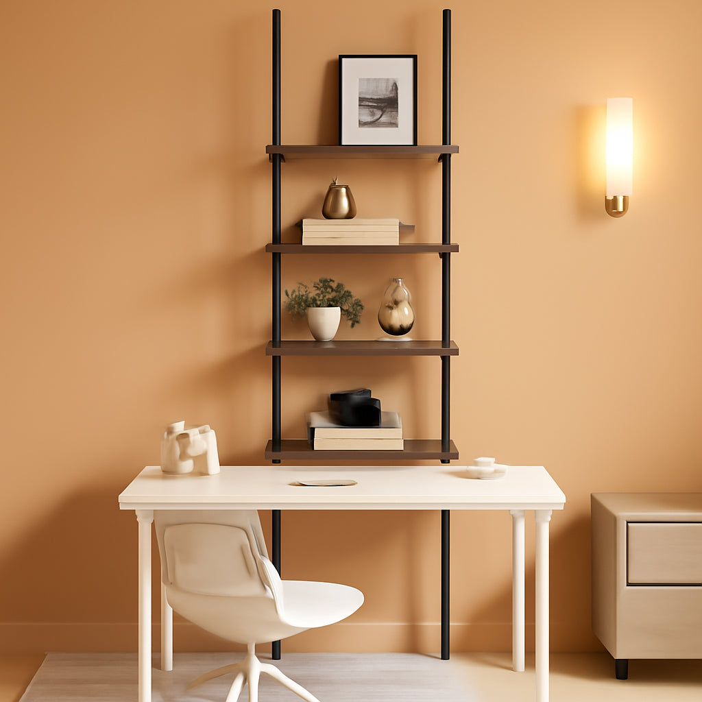 Adjustable Tall Narrow Bookcase 4 Tier Ladder 64 To 113 In