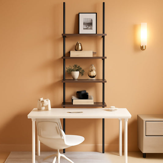Adjustable Tall Narrow Bookcase 4 Tier Ladder 64 To 113 In