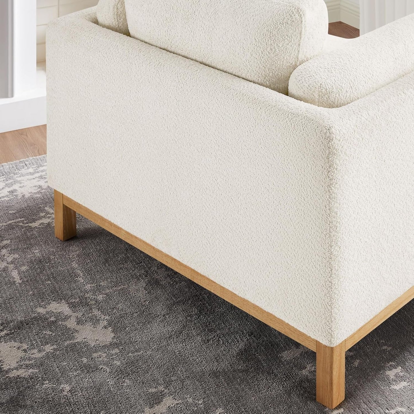 Beige 41.34 Inches Boucle Upholstered Accent Chair