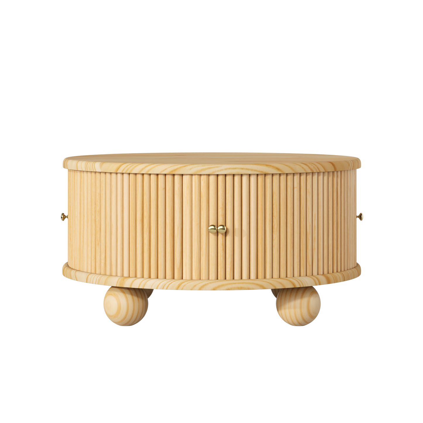 Round Fluted Coffee Table with Storage