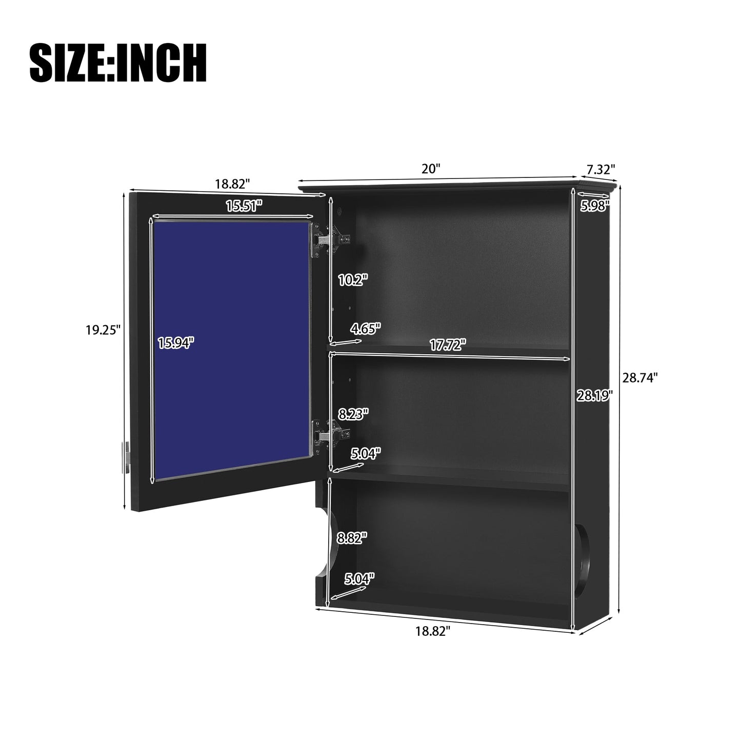 20'' Wall Mounted Bathroom Storage Cabinet with Mirror