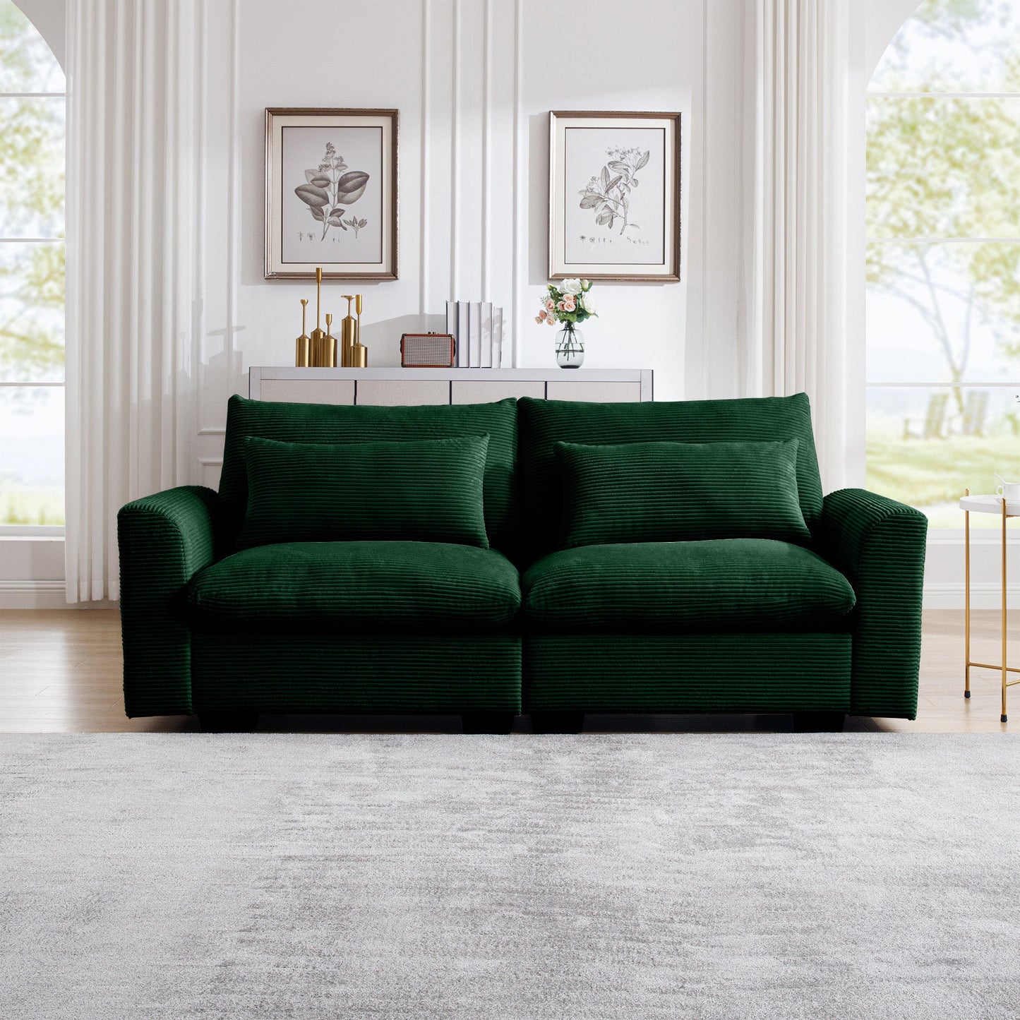 Modern 2 Seater Corduroy Fabric Sofa