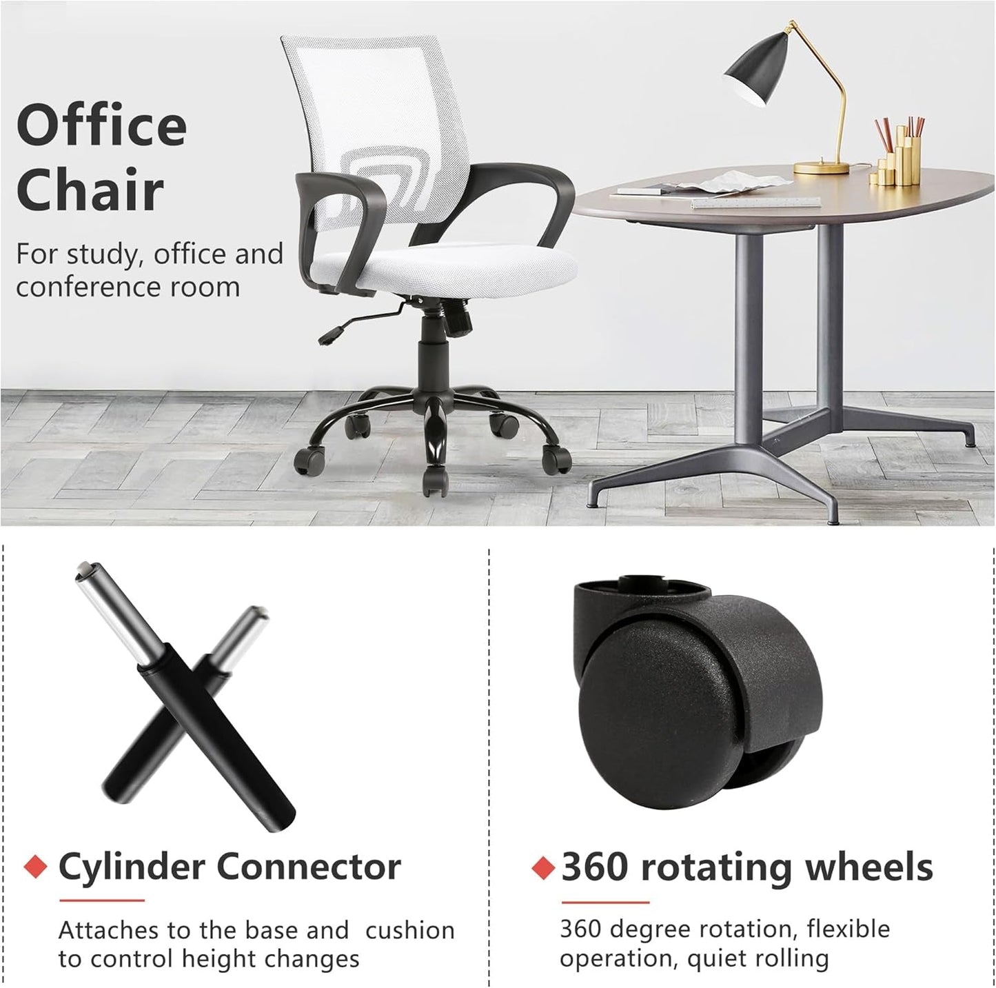 Ergonomic White Office Chair With Lumbar Support For Home