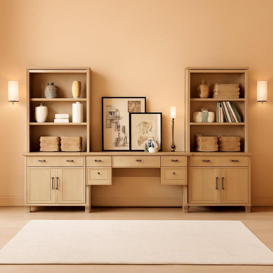 Elegant Oak 56 Inch Executive Desk Charging Station