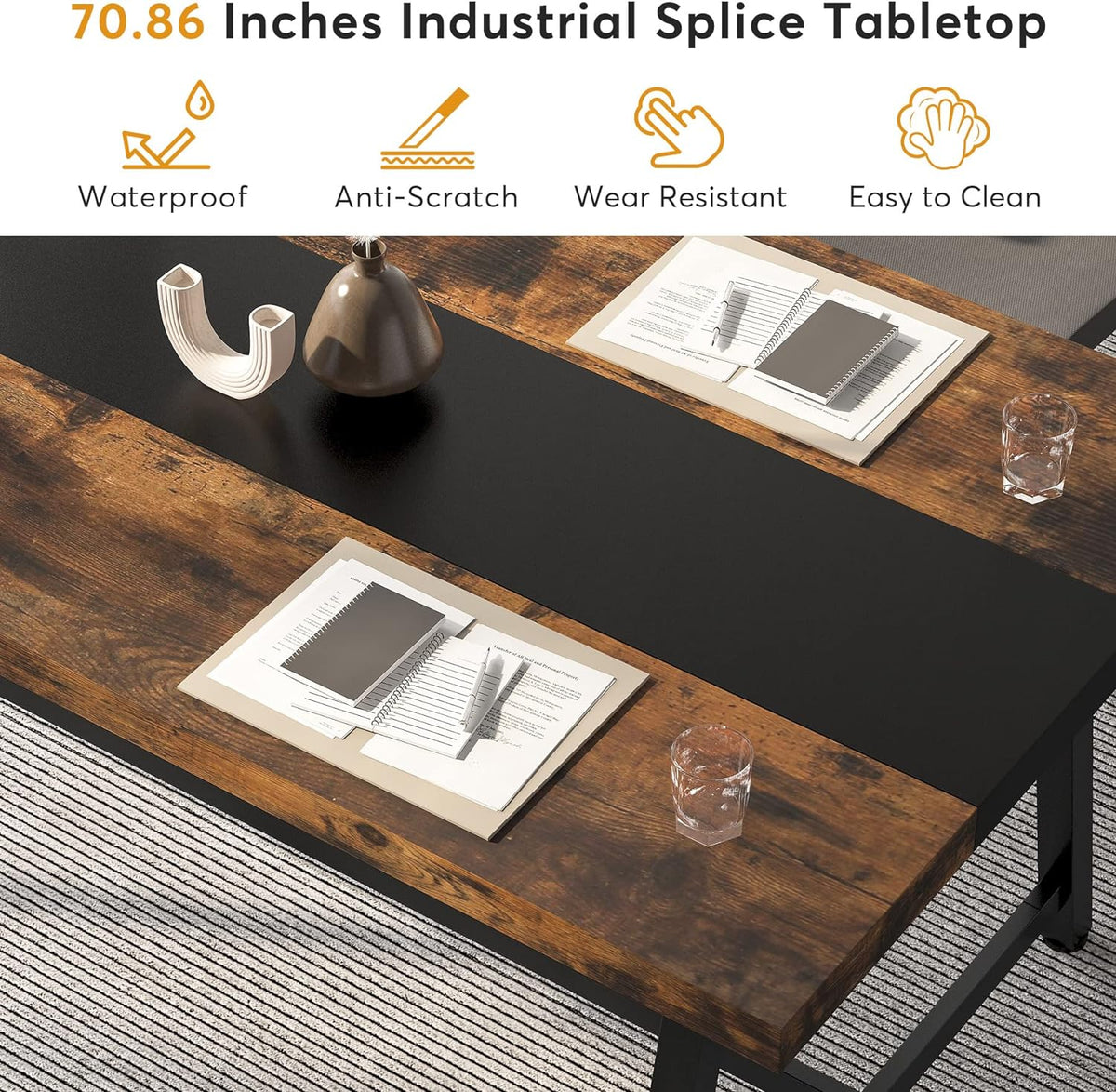 Modern Rectangular Conference Table for 6-8 People