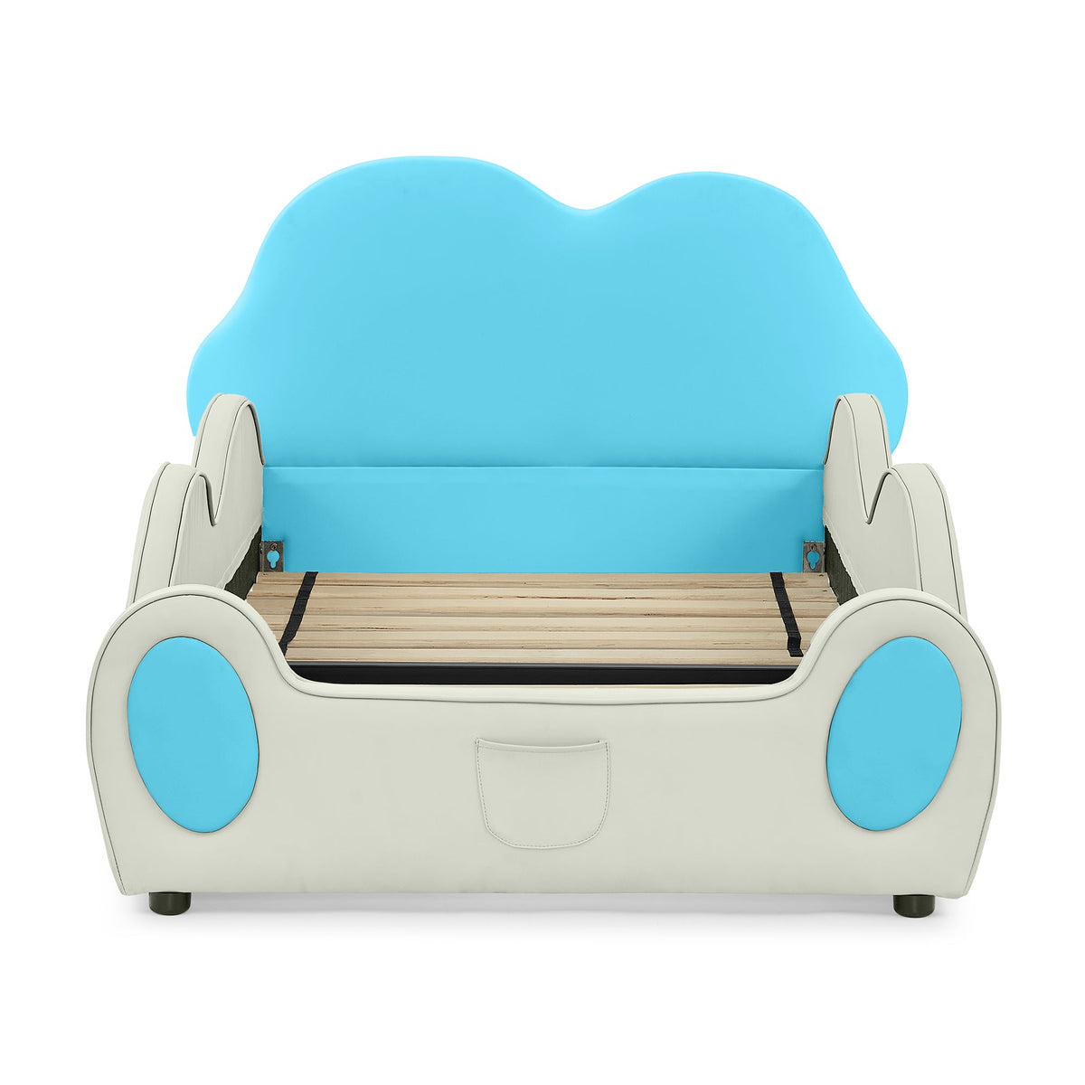 Cute Cloud Shape PU Leather Kids Bed with Guardrails