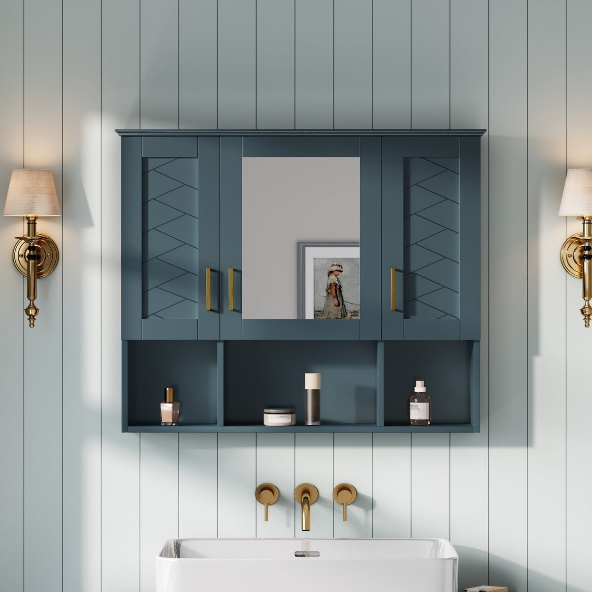 35 Inch 2-in-1 Wall Mounted Medicine Cabinet