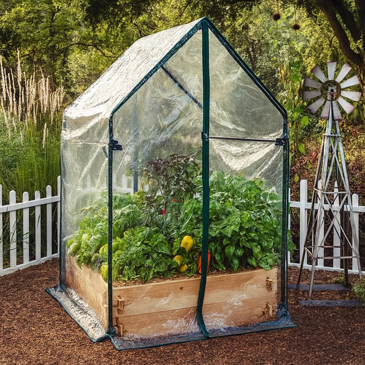 Cedar Raised Garden Bed with Greenhouse Cover | Fully Enclosed Cold Frame Plant Protection Kit | Timberlane Gardens USA