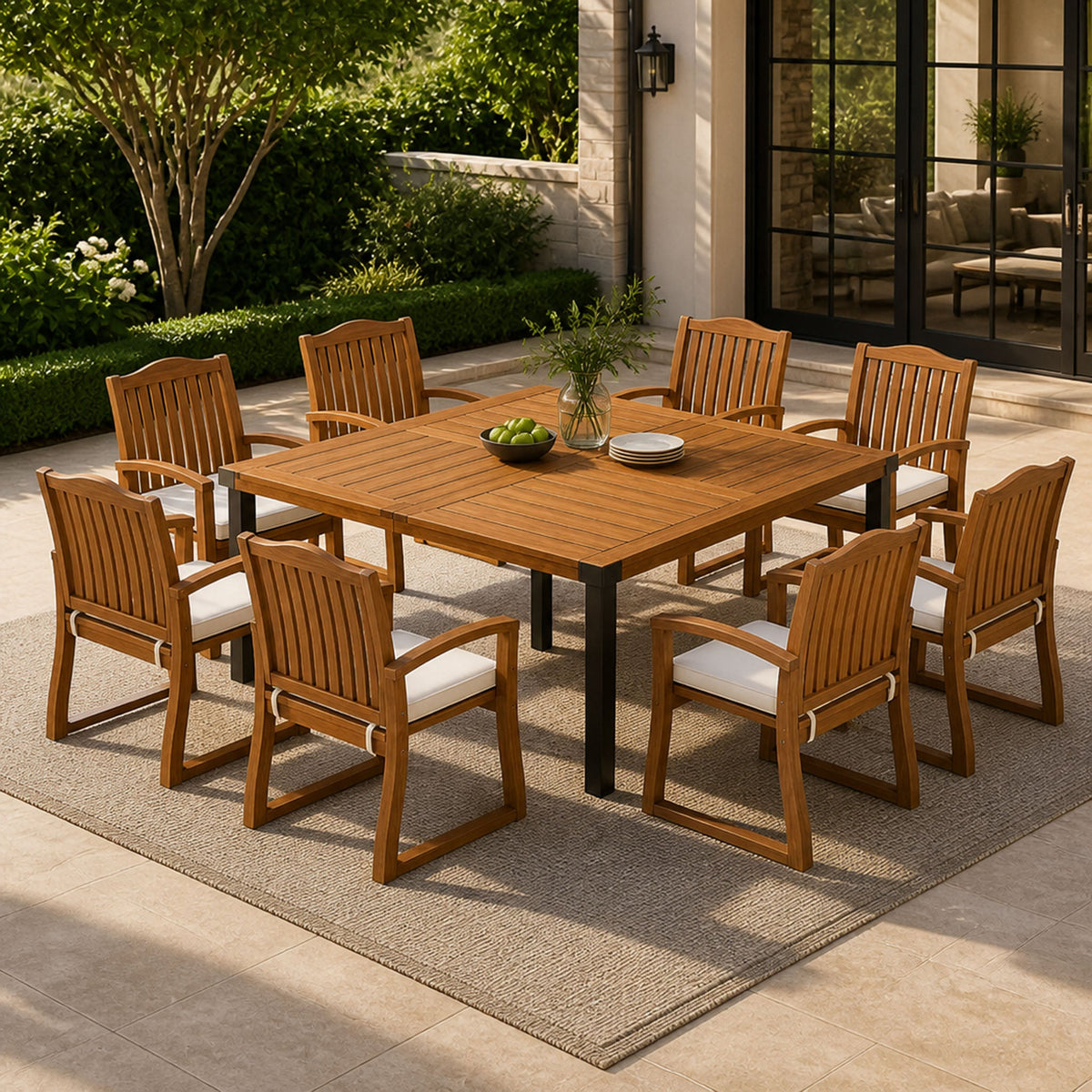 9-Piece Acacia Wood Outdoor Patio Dining Set