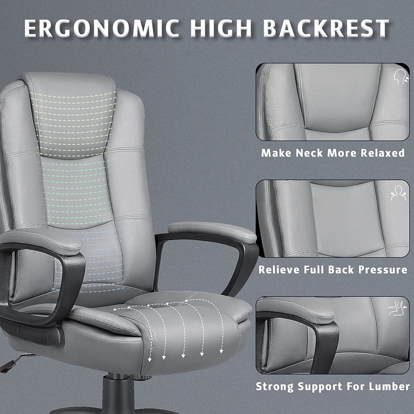 Ergonomic High Back Office Chair For Long Seating, Big Tall