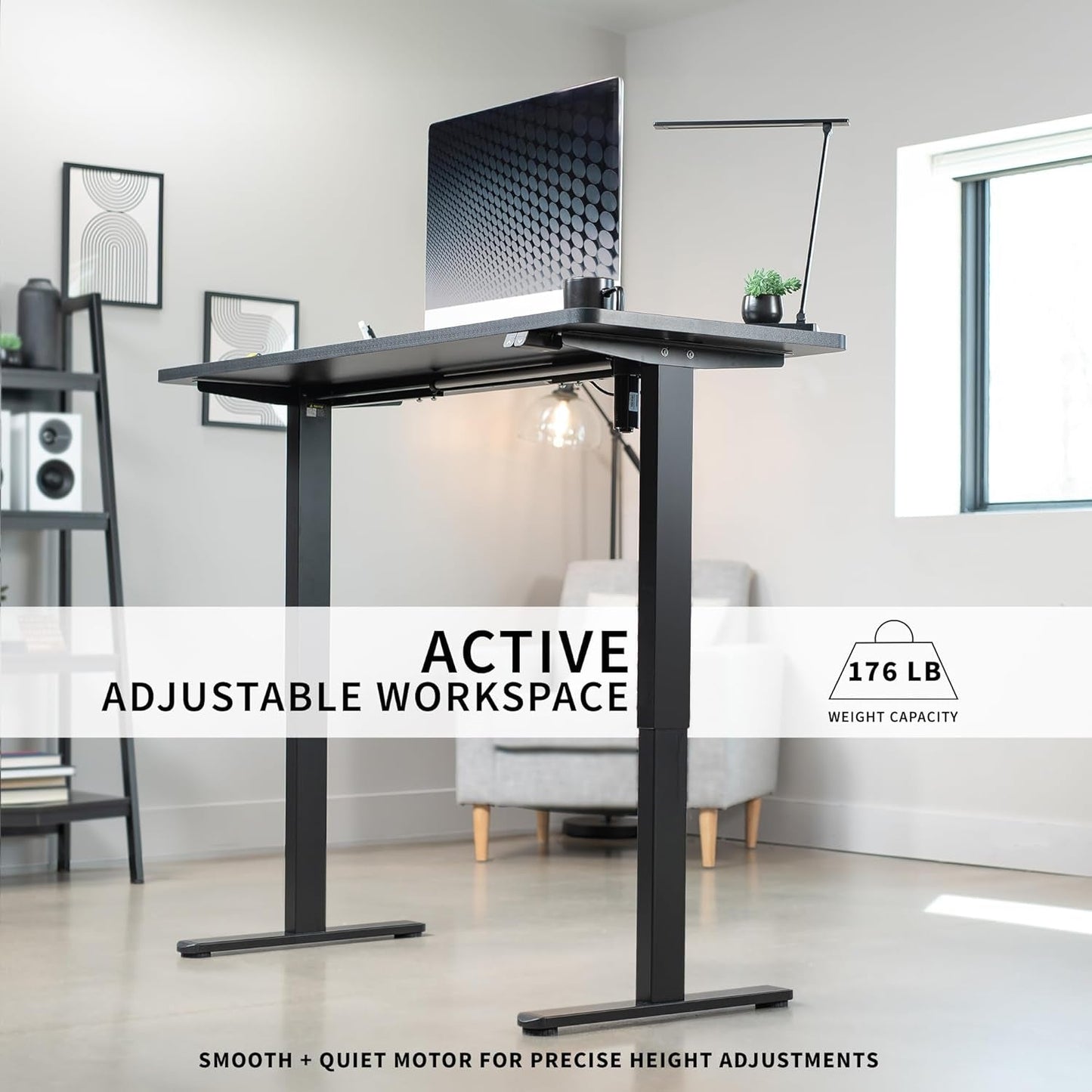 60 Inch Gray Electric Height Adjustable Standing Desk