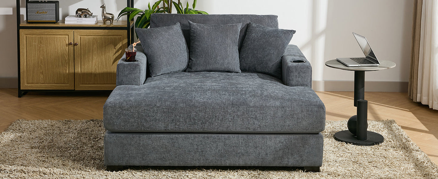 55" Oversized Chaise Lounger Modern Style Sofa Couch
