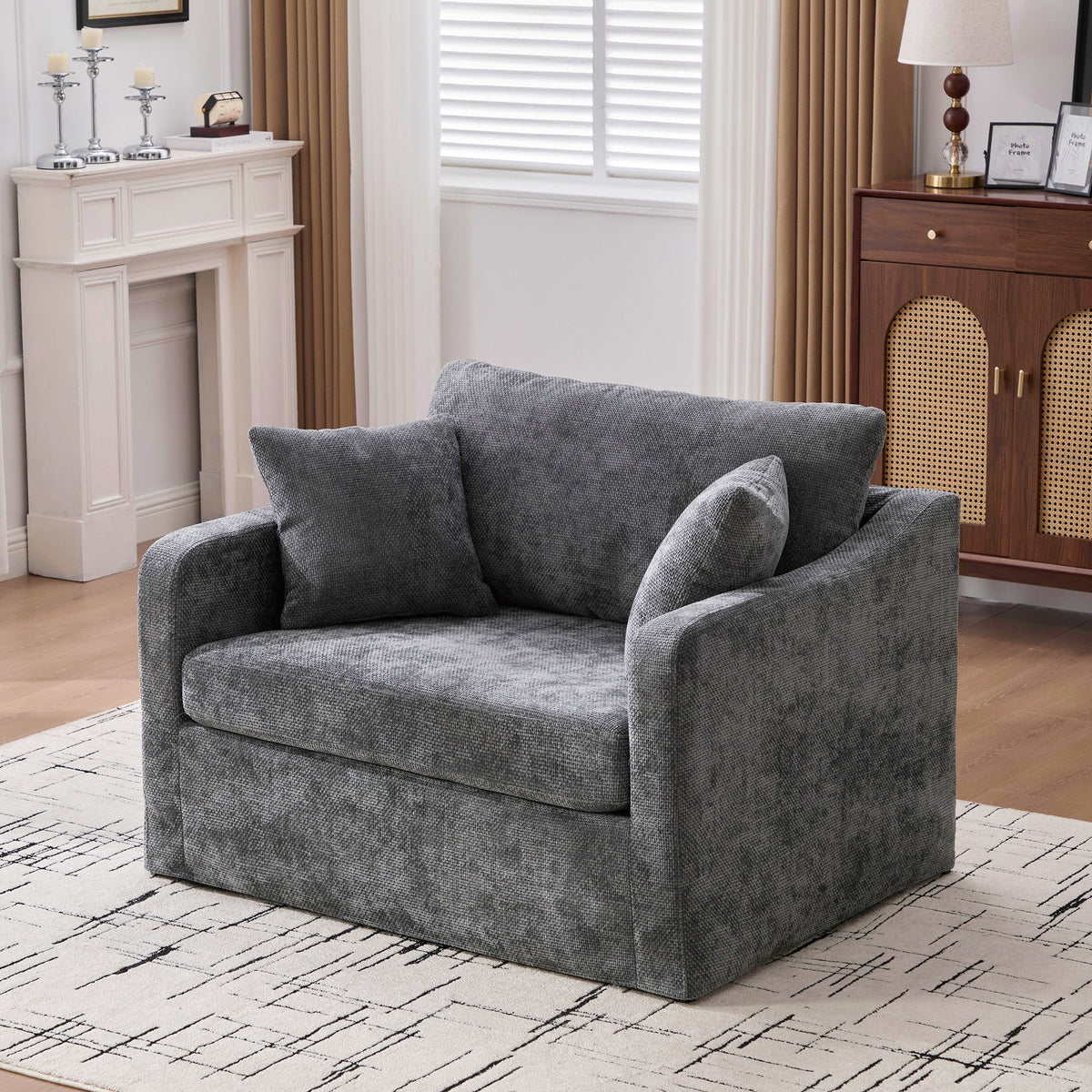 43.9" Wide Modern Upholstered Farmhouse Performance Accent Chair