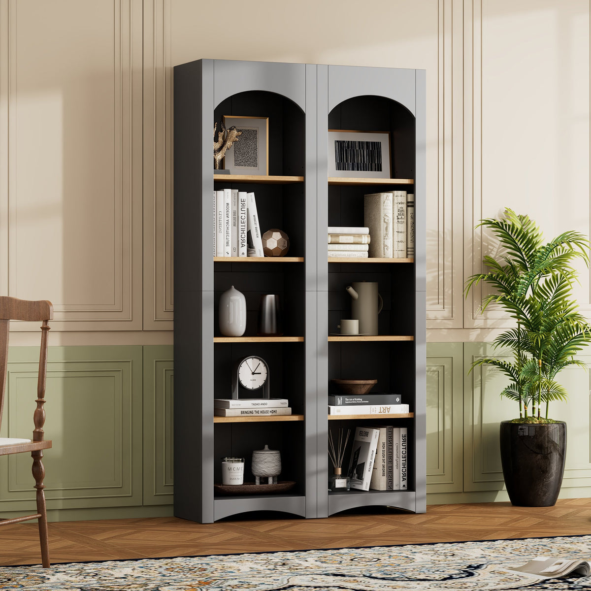 ON-TREND Free Standing 5 Tier Bookshelves Set of 2