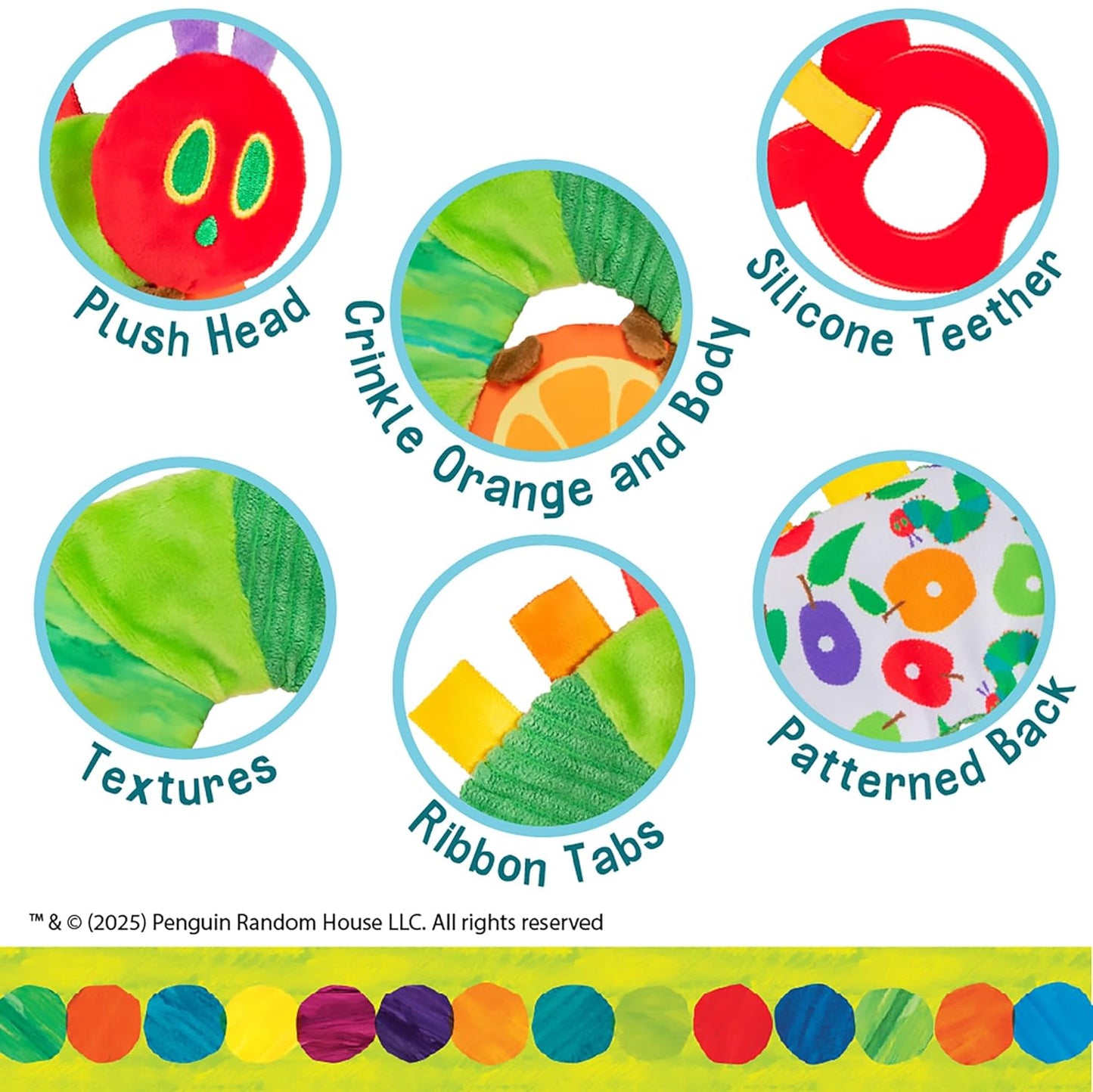 Eric Carle - The Very Hungry Caterpillar Sensory Toy with Crinkle Orange Slice and Teether Ring
