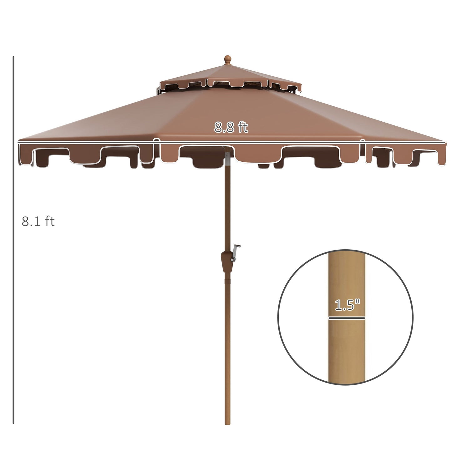 Outsunny 9' Patio Umbrella with Push Button Tilt and Crank